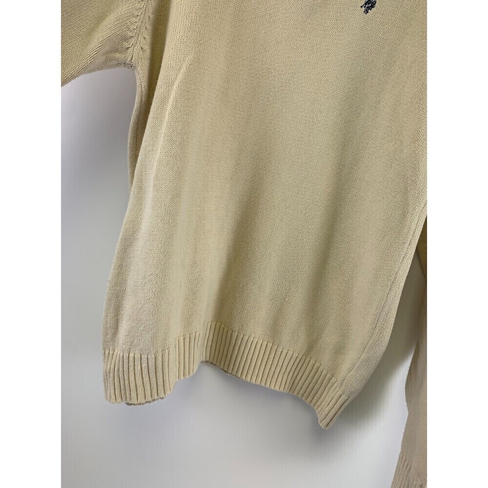 BOGO US Polo Assn Cotton Sweater Quarter Zip Pullover Cream Ivory Knit  Mens XL - Picture 4 of 13